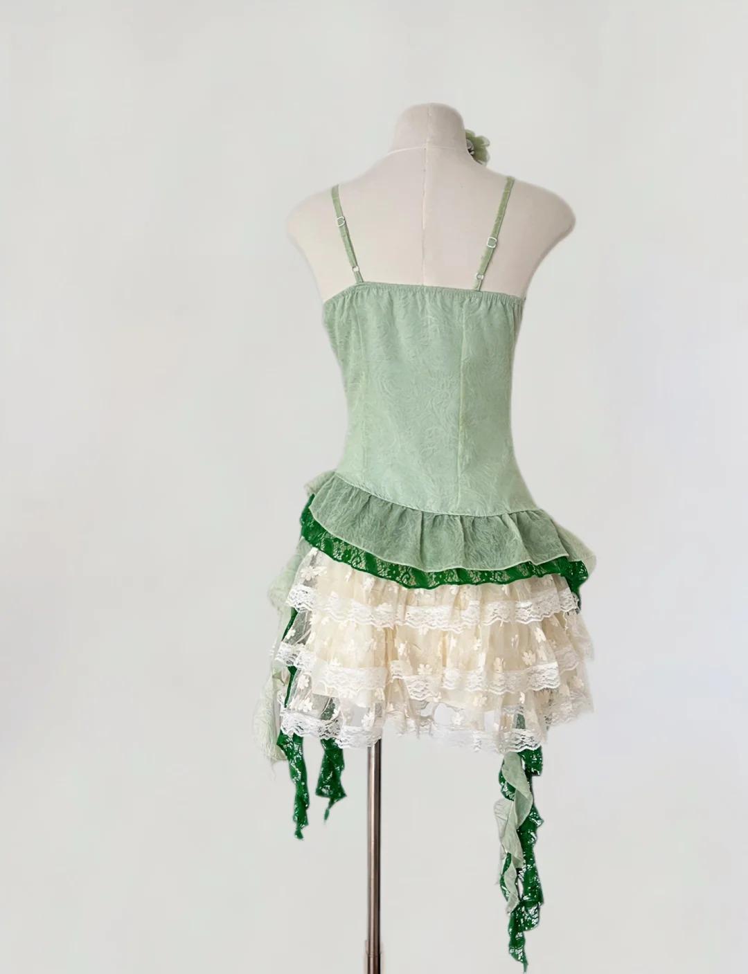 Fairytale Green Spaghetti Straps Bodycon Lace Tulle Short Prom Dresses Homecoming Dresses ED02542