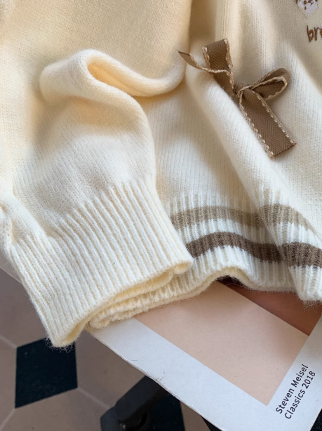 Sweet preppy style polo neck pullover sweater ED0254