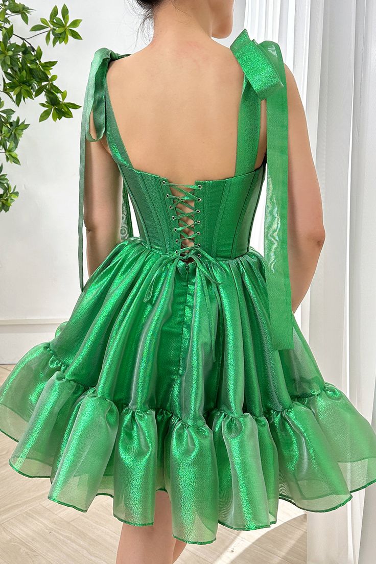 Sweet Green Strapless A-Line Chiffon Short Prom Dresses Homecoming Dresses ED02574