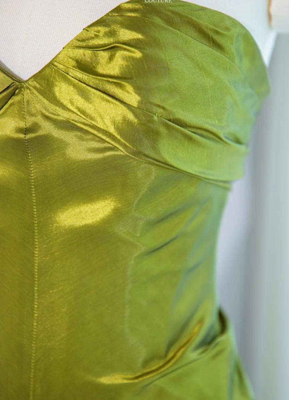 Gorgeous Green Sweetheart Mermaid Satin Long Prom Dresses Formal Evening Gowns ED02656