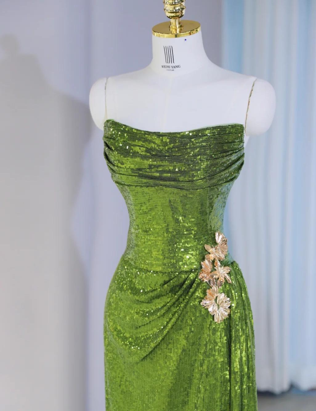Gorgeous Green Strapless Sheath Sequins Long Prom Dresses Formal Evening Gowns ED02667