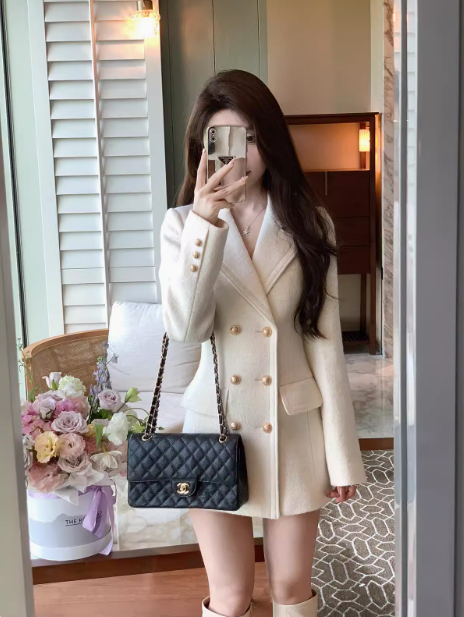 Chanel style white thick wool suit skirt ED0274