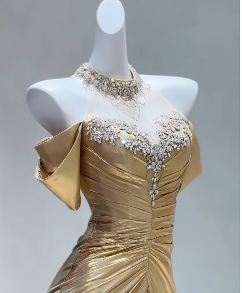 Elegant Yellow Off Shoulder Mermaid Satin Long Prom Dresses Formal Evening Gowns ED02810