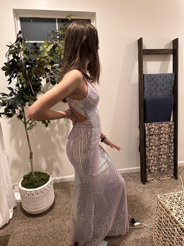 Gorgeous Purple Spaghetti Straps Mermaid Sequin Satin Long Prom Dresses Formal Evening Gowns with Open Back ED02811