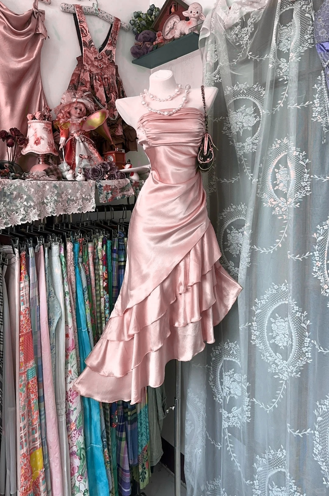 Elegant Champagne Strapless Mermaid Satin Short Prom Dresses Party Dress ED02819