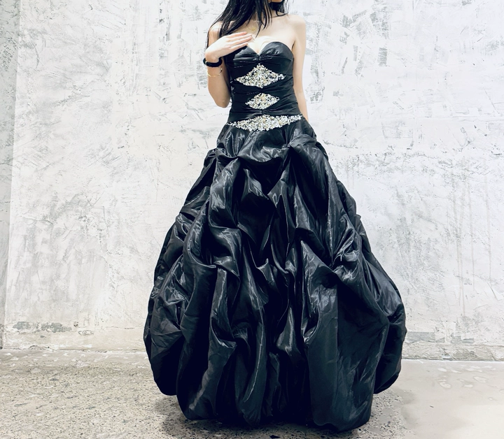 Elegant Black Strapless A-Line Satin Long Prom Dresses Formal Evening Gowns ED02832