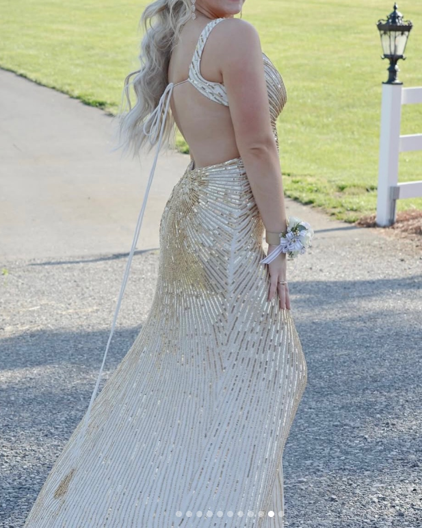 Elegant Blue V-neck Sheath Sequins Long Prom Dresses Formal Backless Evening Gowns with Slits ED02846