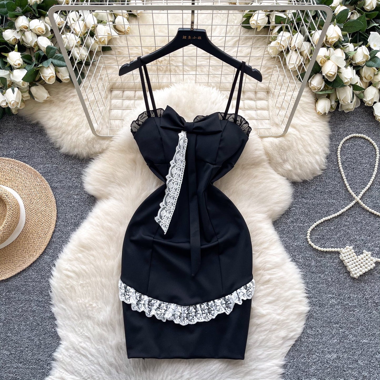 Sexy Purple Spaghetti Strap Bodycon Lace Short Party Dress ED02904