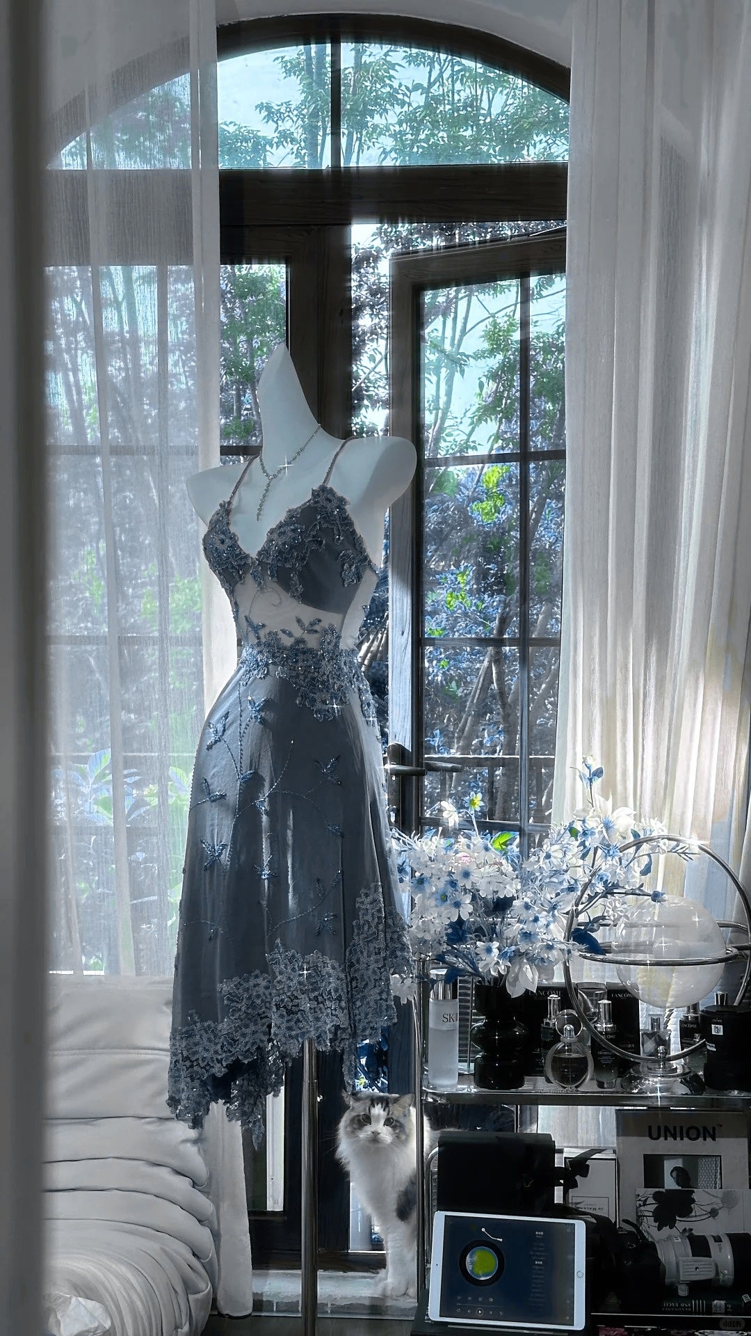 Stunning Green Spaghetti Straps A-Line Chiffon Beaded Short Prom Dresses ED02951