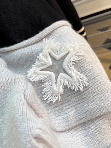 Niche patchwork loose knitted cardigan ED0300