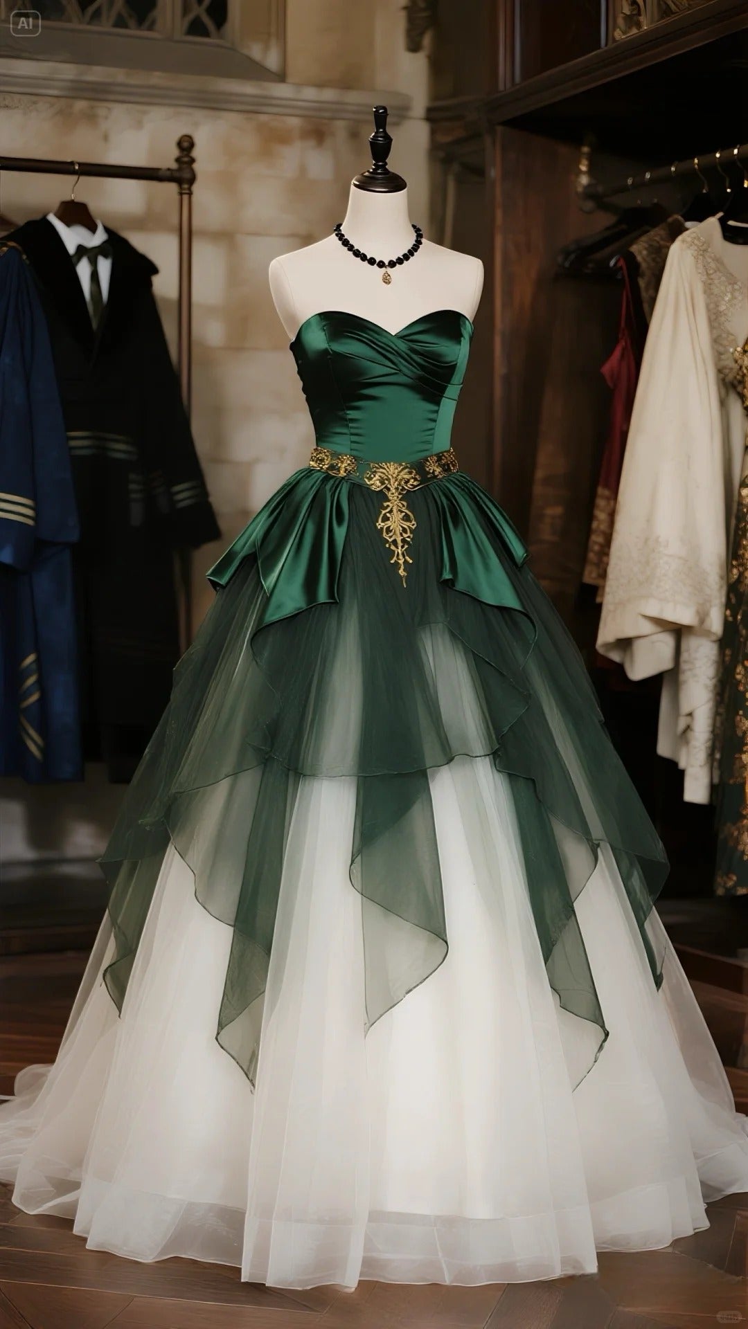 Elegant Dark Green Sweetheart Neck Satin Tulle Ball Gown, Sweet 16 Dress ED03221