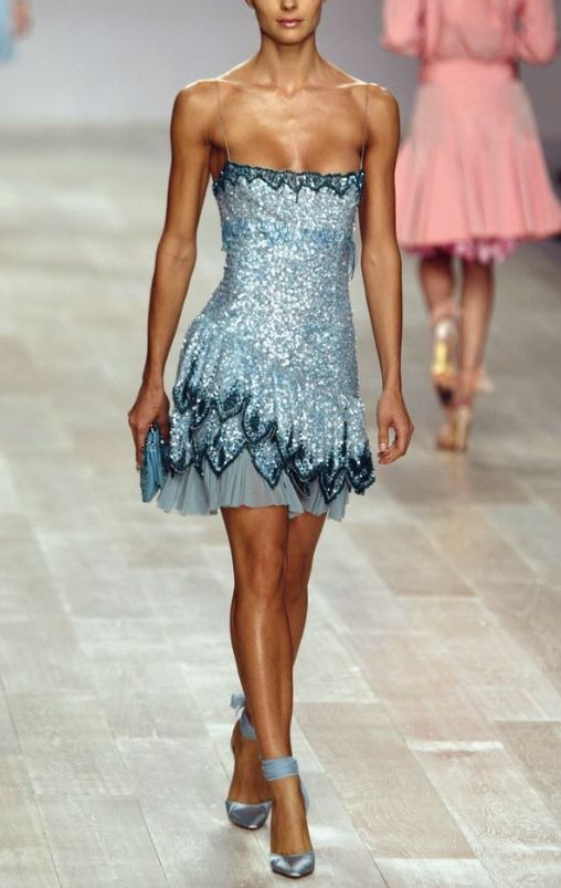 Gorgeous Blue Spaghetti Straps Sheath Sequins Short Evening Dress Party Dress ED03241