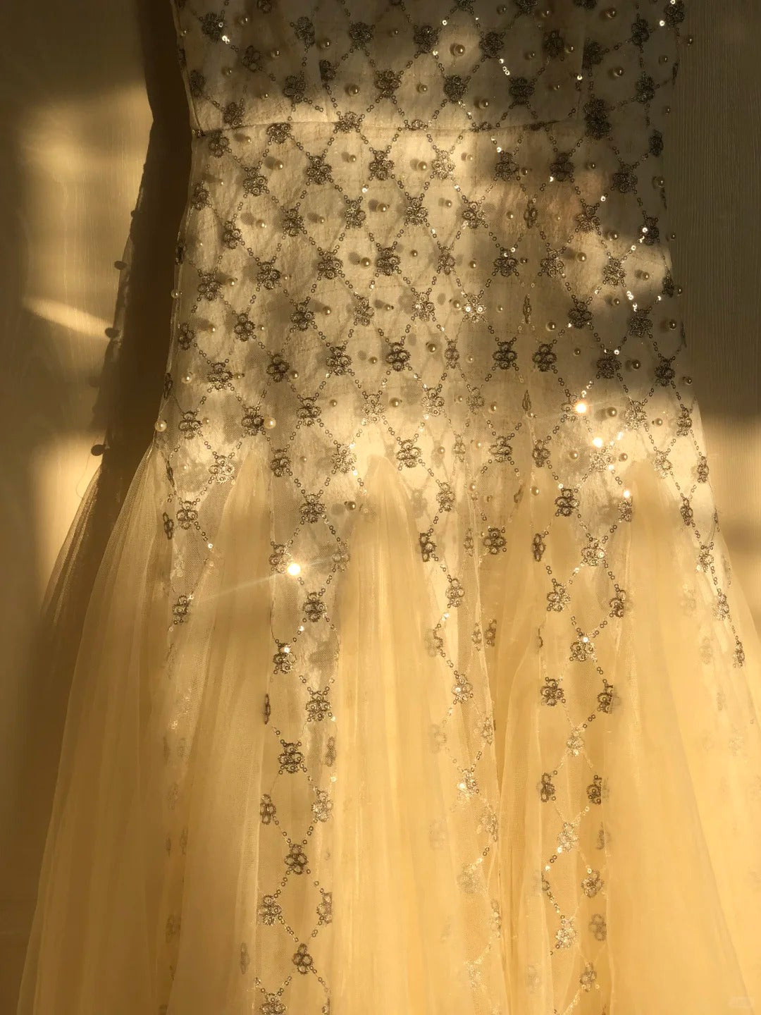 White Square Neck Mermaid Tulle Beading Long Prom Dresses Elegant Formal Evening Dresses ED03263