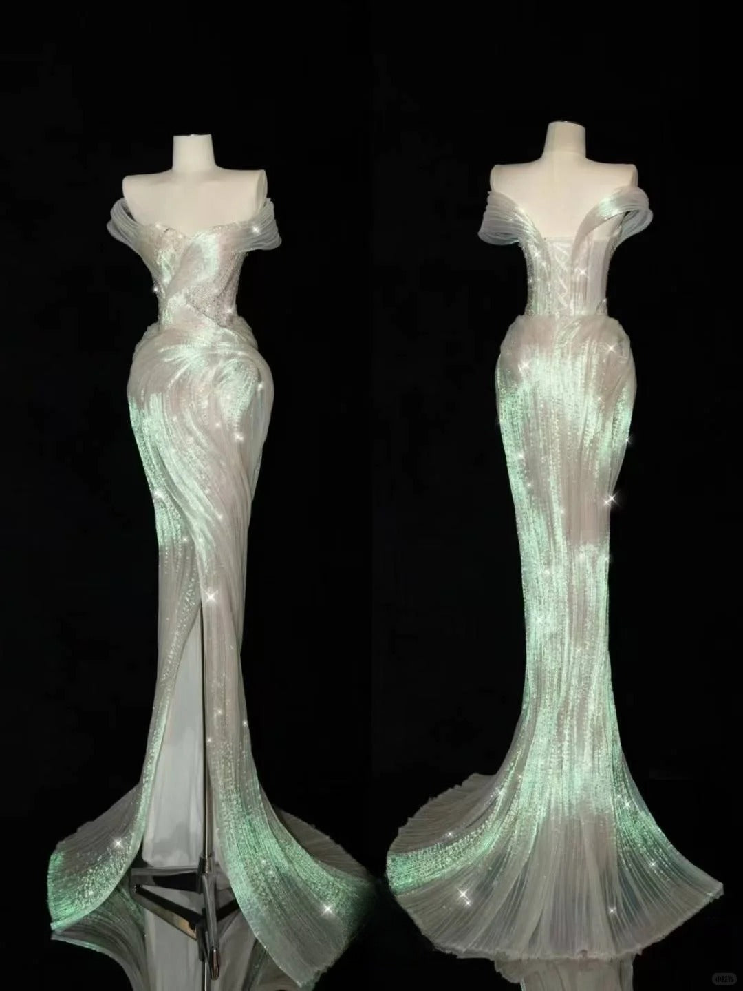 Gorgeous Off Shoulder Mermaid Organza Long Prom Dresses Elegant Formal Evening Dresses ED03264