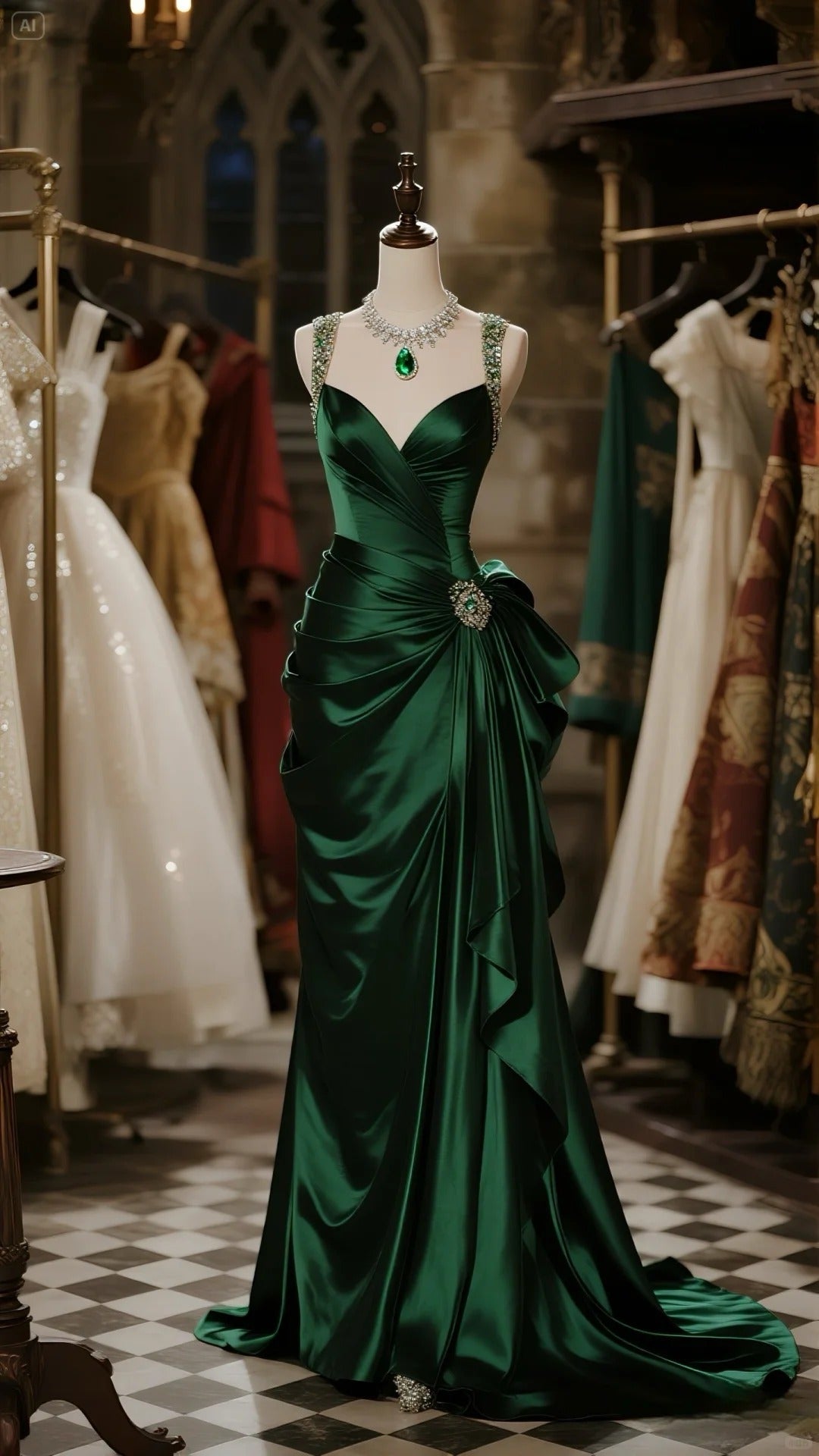 Dark Green Sheath V Neck Elegant Satin Long Prom Dresses Formal Evening Dresses ED03268