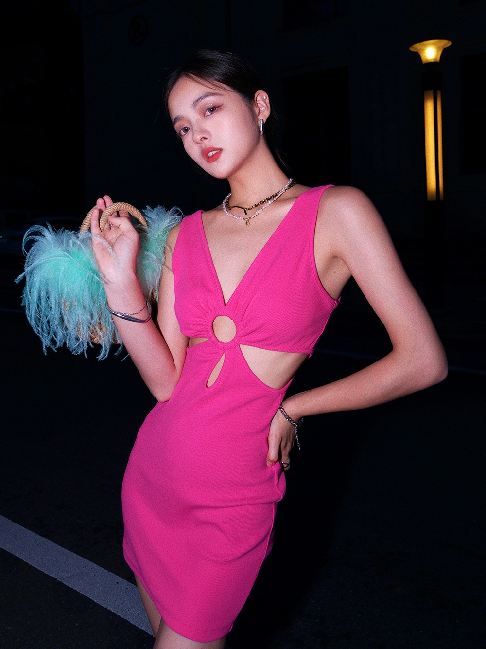 Fuchsia V-neck Sheath Fashion Party Dress Sweet Homecoming Dress ED03305