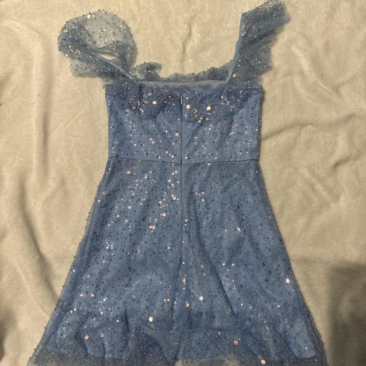 Gorgeous Sky Blue Square Neck Sheath Tulle Beaded Short Homecoming Dresses ED03331