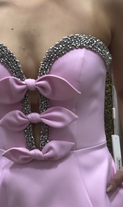 Glamour Pink Strapless A-Line Satin Beaded Short Homecoming Dress, Sweet 16 Dress ED03335