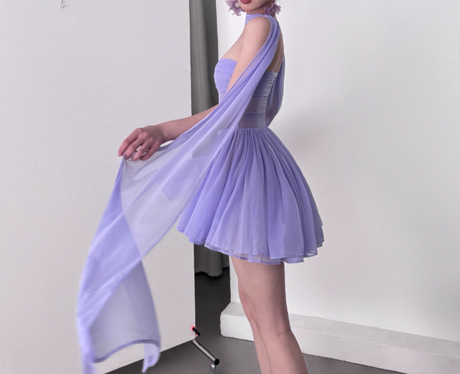 Gorgeous Purple A-Line Strapless Chiffon Short Birthday Party Dress ED03369