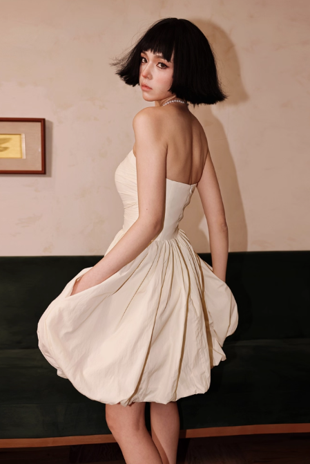 Cream White Strapless A-Line Short Homecoming Dress Birthday Dress ED03526