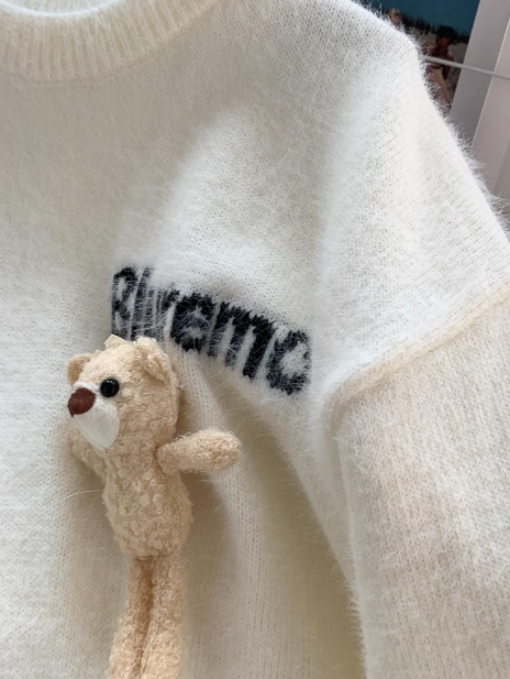 Cute doll 3D bear pendant imitation mink sweater ED0392