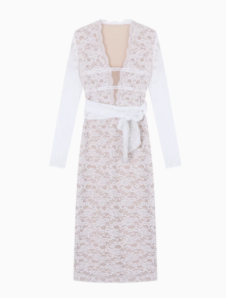 Sexy black lace long-sleeved slim-fit hip skirt ED0399