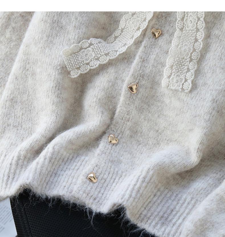 Gentle lace lace-up thickened soft knitted cardigan ED0410