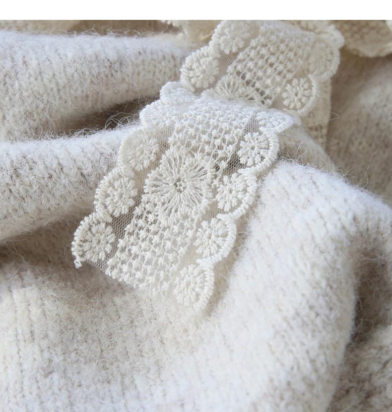 Gentle lace lace-up thickened soft knitted cardigan ED0410