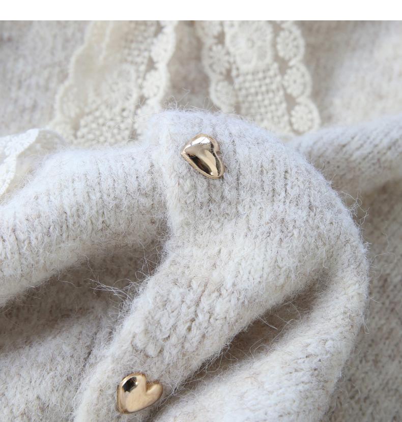 Gentle lace lace-up thickened soft knitted cardigan ED0410
