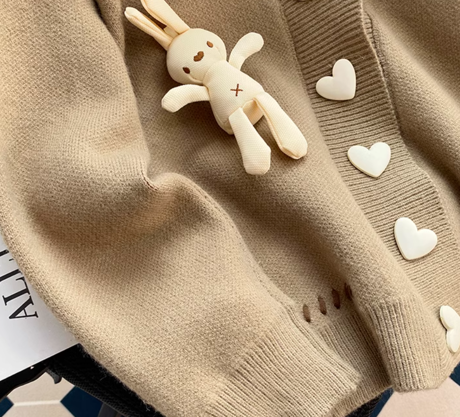 Lazy Style Heart Rabbit Cardigan Sweater ED0489