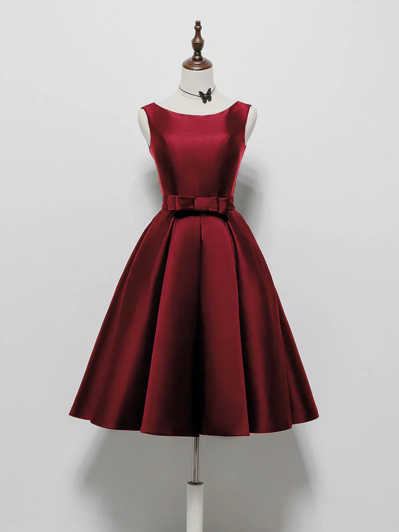 Simple A-Line Satin Black Short Prom Dress, Black Homecoming Dress ED0637