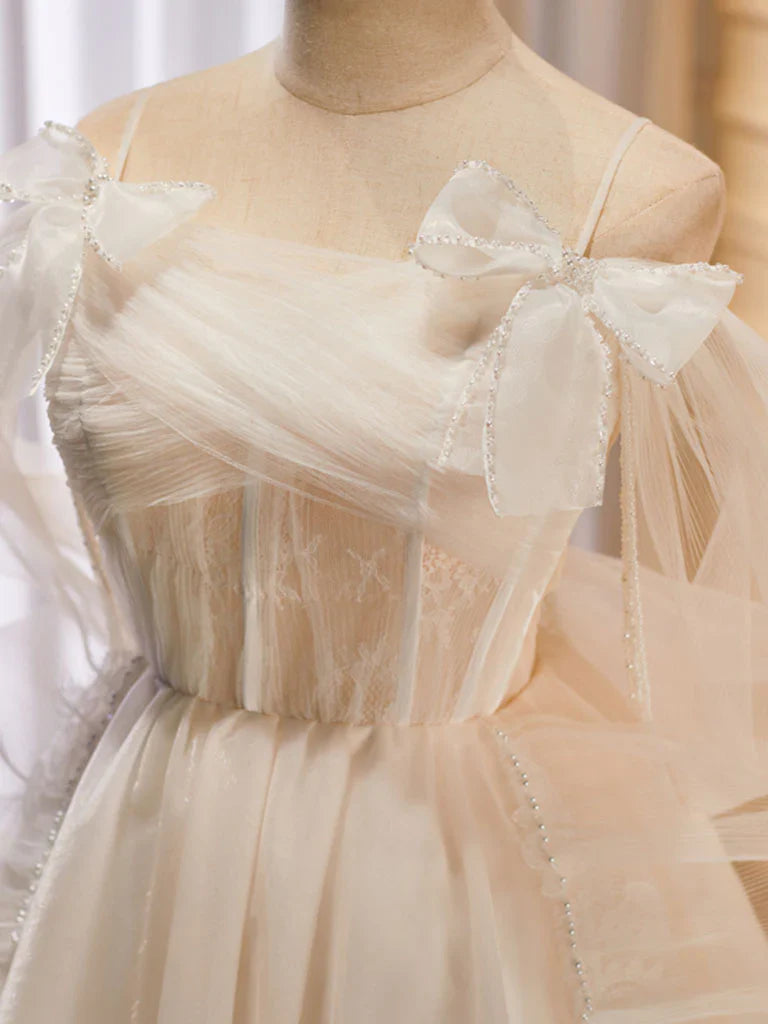Light Champagne Tulle Short Prom Dress, Champagne Homecoming Dresses ED0642