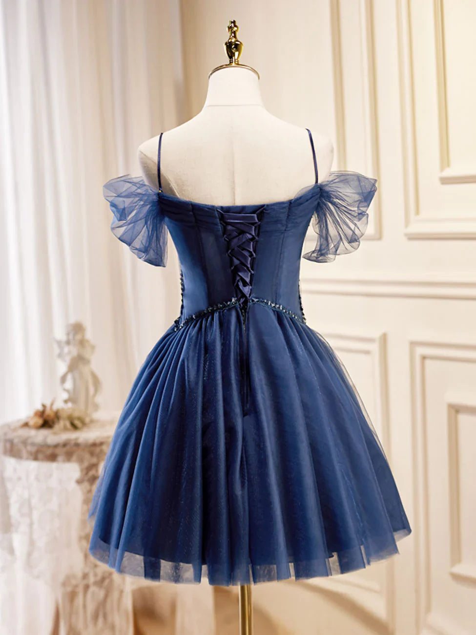 Dark Blue A-Line Short Prom Dresses, Dark Blue Homecoming Dress ED0653