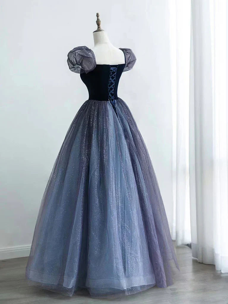 Purple A-Line Tulle Long Prom Dress, Purple Formal Dress ED0686