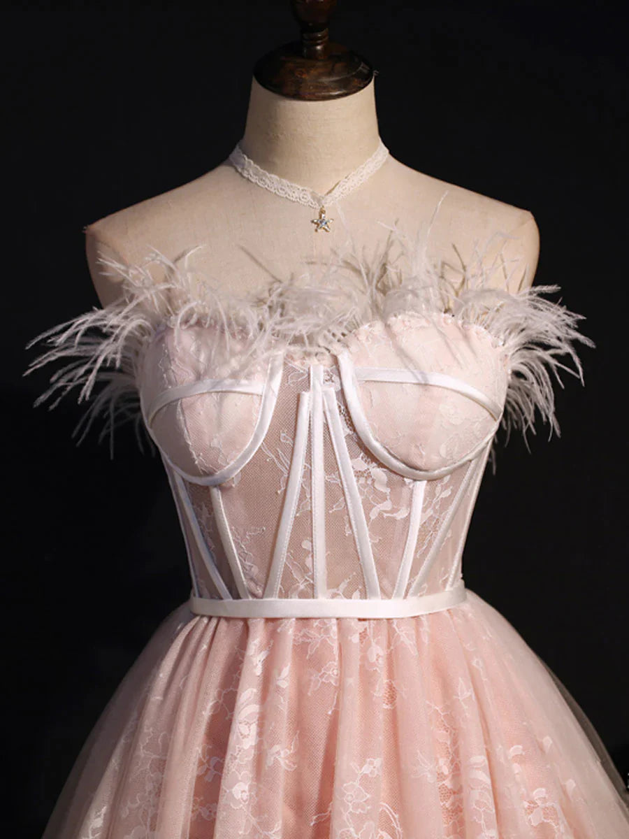 Cute sweetheart neck tulle short prom dress pink tulle homecoming dress ED0757