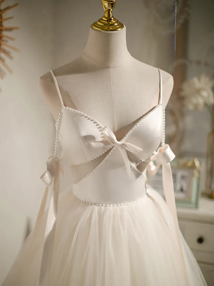 Beige A-line tulle short prom dress beige tulle homecoming dress ED0759