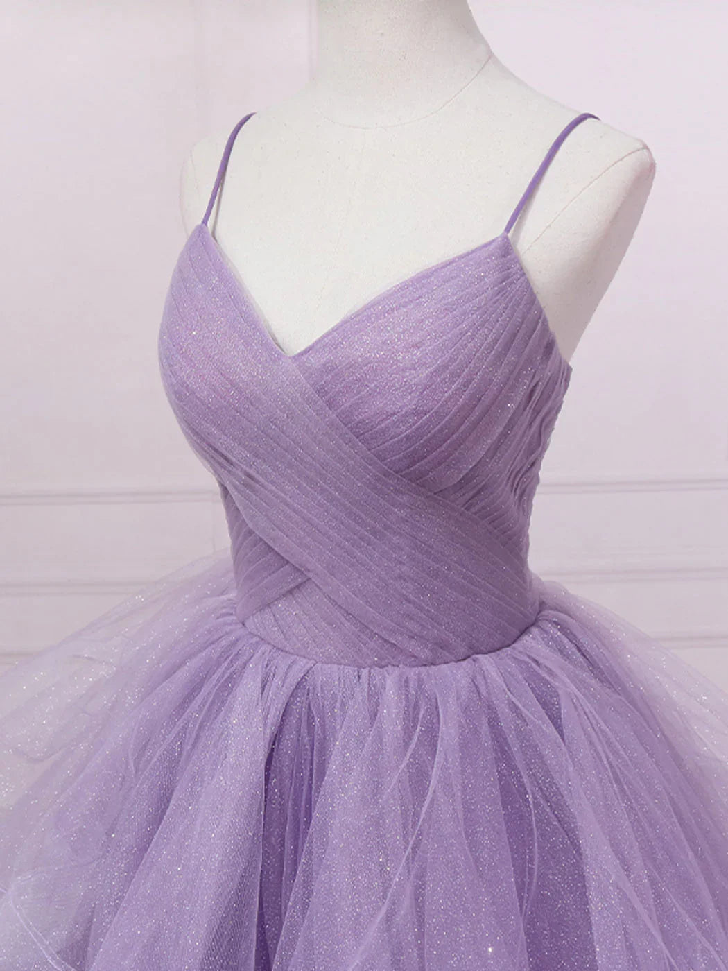 Purple v neck tulle long prom dress, purple tulle formal party dress ED0811