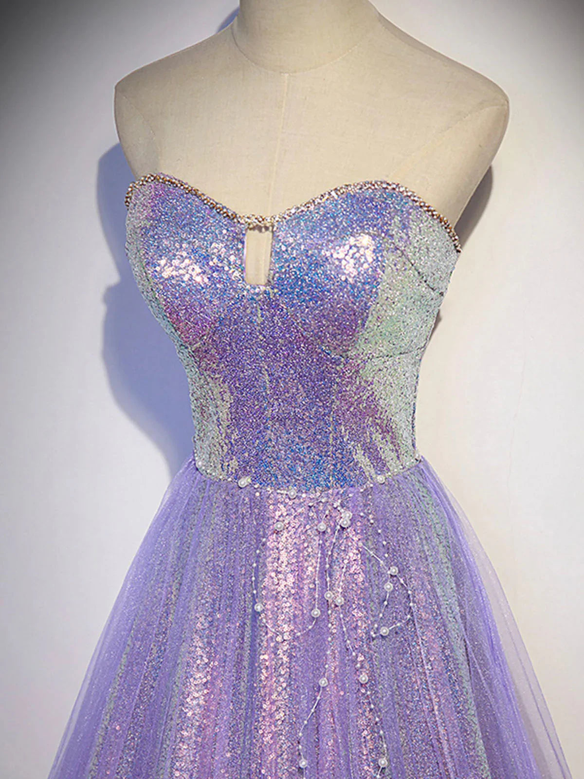 Purple sweetheart neck long prom dress purple formal party dress ED0822