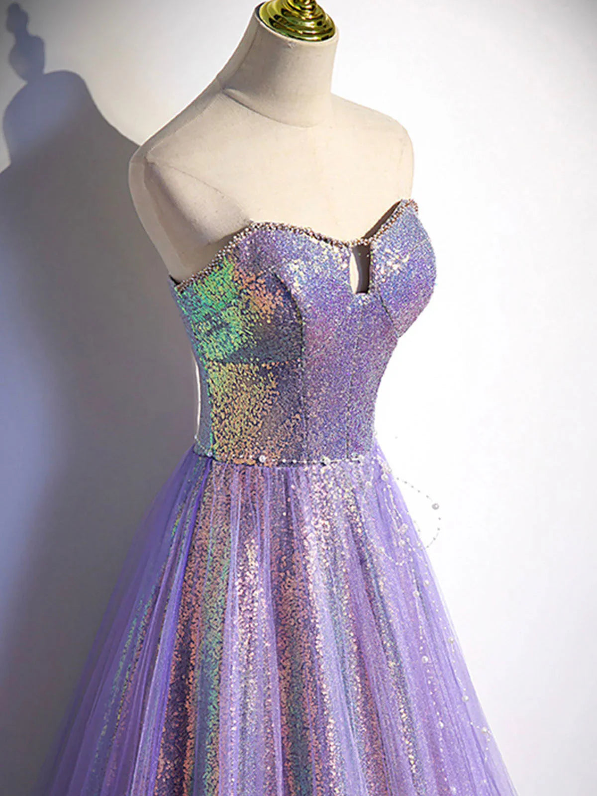 Purple sweetheart neck long prom dress purple formal party dress ED0822