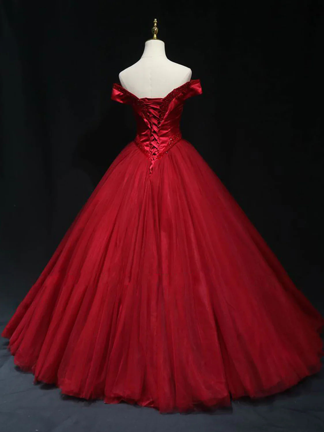 Burgundy off shoulder beads long prom dress burgundy formal dress ED0831