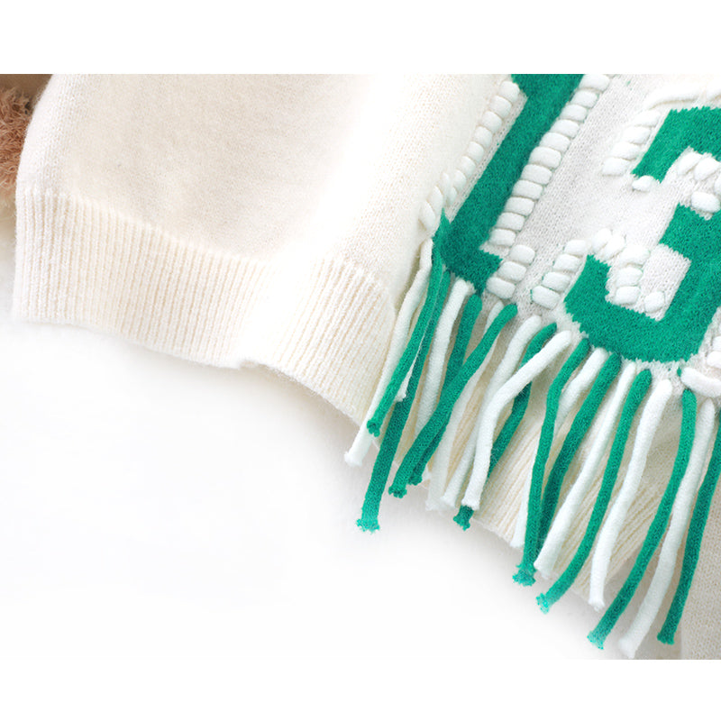 Jacquard Tassel Bear Doll Long Sleeve Sweater ED0866