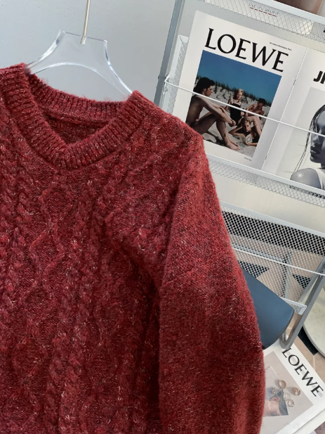 Retro twist V-neck short pullover sweater ED0913