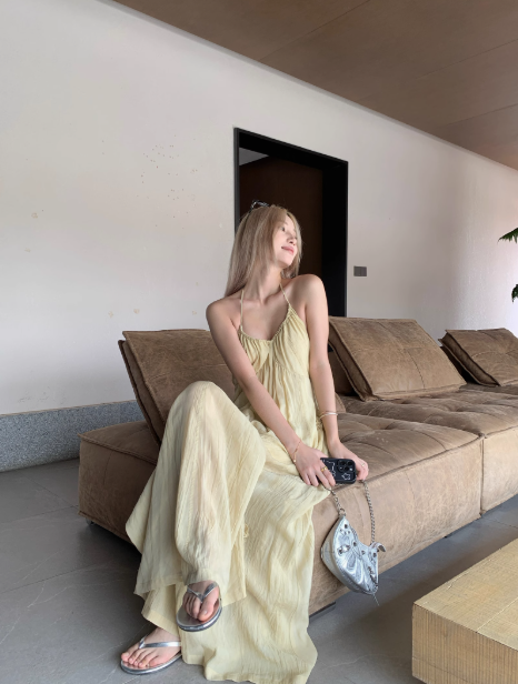 3D flower embellished suspender dress ED0947