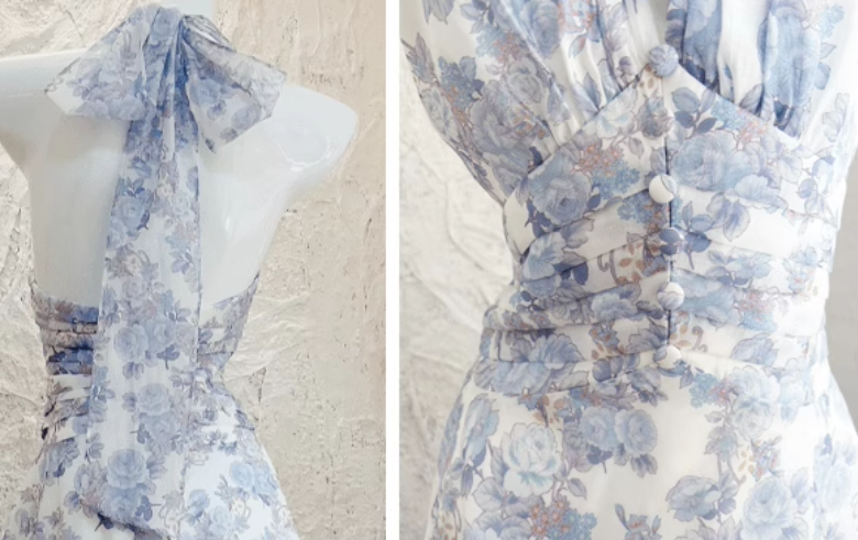 French halterneck floral print dress ED01467