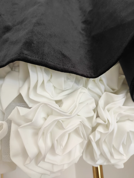 A-line Velvet tube top mesh patchwork 3D flower contrast color dress, birthday dress ED0962