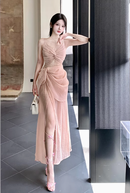 French retro lace seaside holiday purple dress ED0975