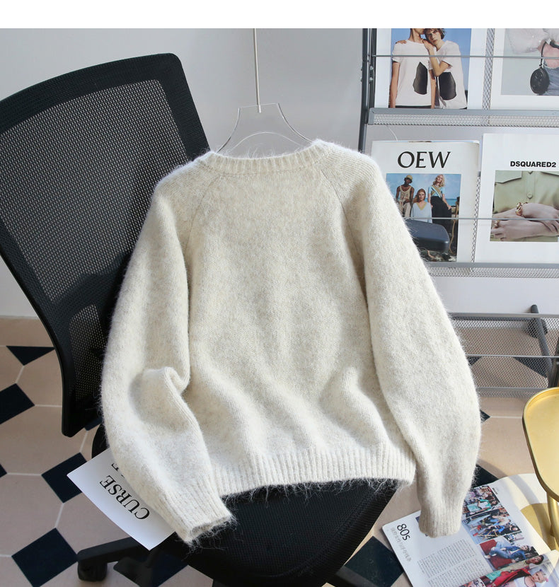 Heart button simple knitted cardigan ED0989