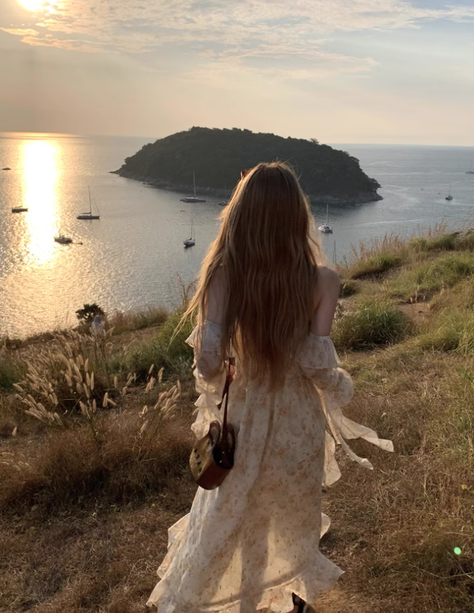 French Tea Break Ruffle Chiffon Floral Sling Dress ED0429