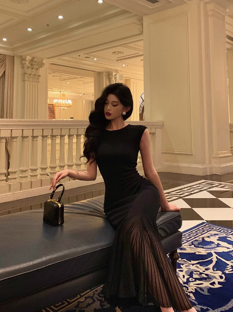 Sexy Mermaid Scoop Neckline Black 21st Birthday Dress Holiday Party Birthday Outfits For Women DP0176