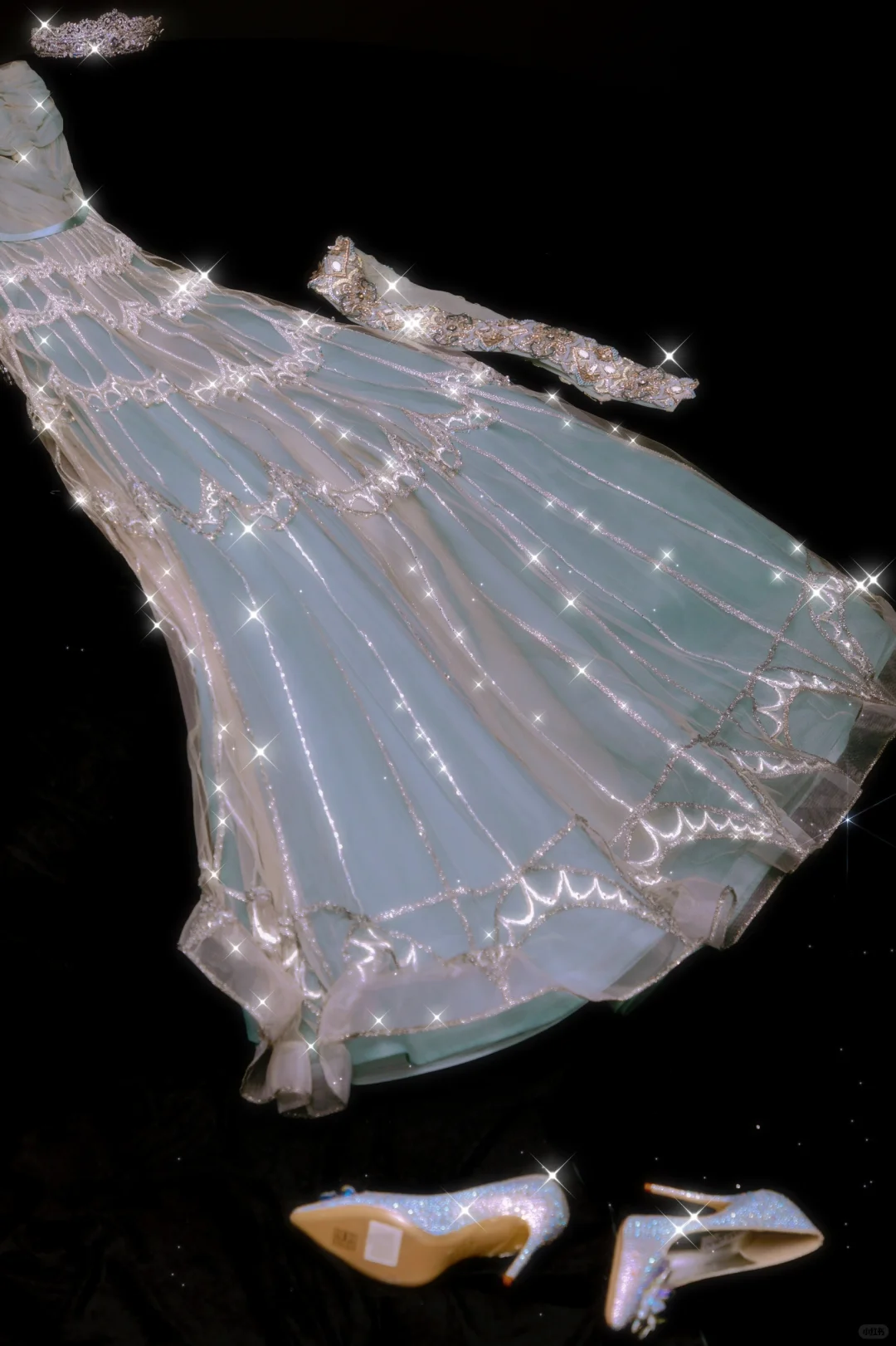 Stunning Blue A Line Strapless Beaded Tulle Prom Dress Evening Dress SH3393